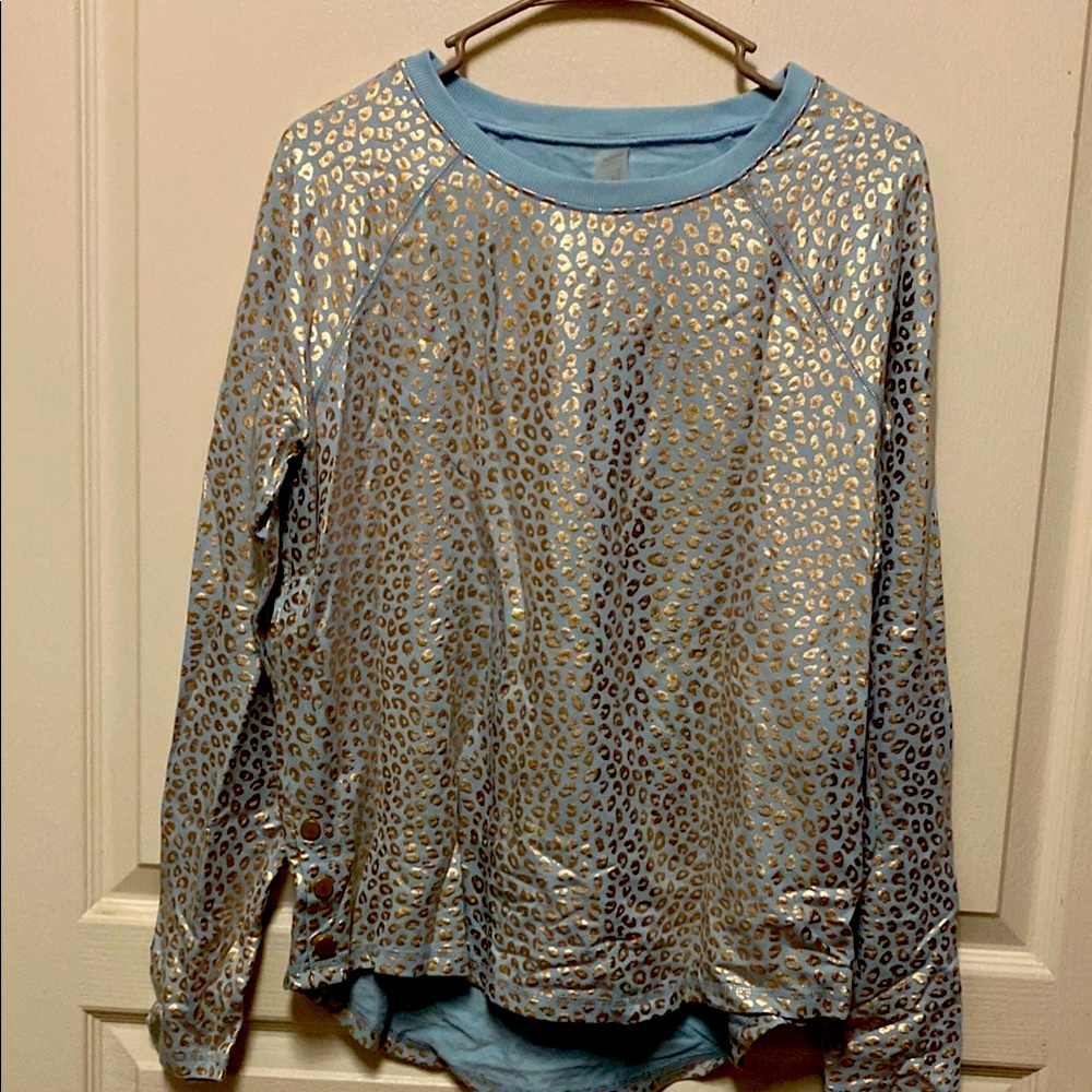 ZUDA SIZE M - NWOT Metallic Leopard Print Long Sleeve Top